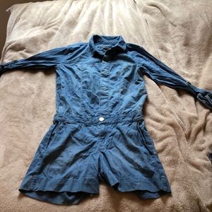 Denim long sleeve jumper romper